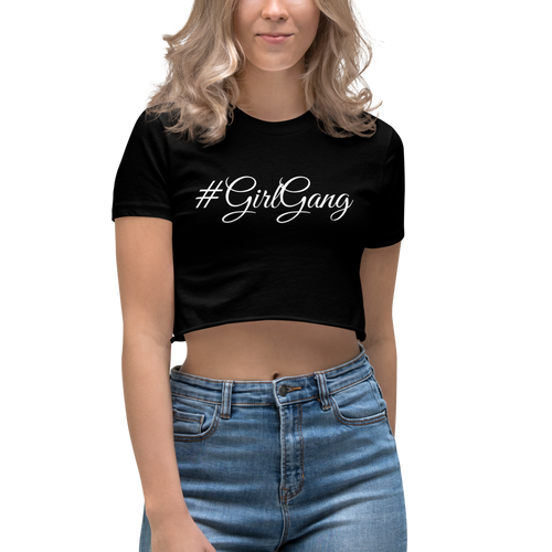 “#GirlGang” White Lettering, Women's Crop Top - Surcee Shops