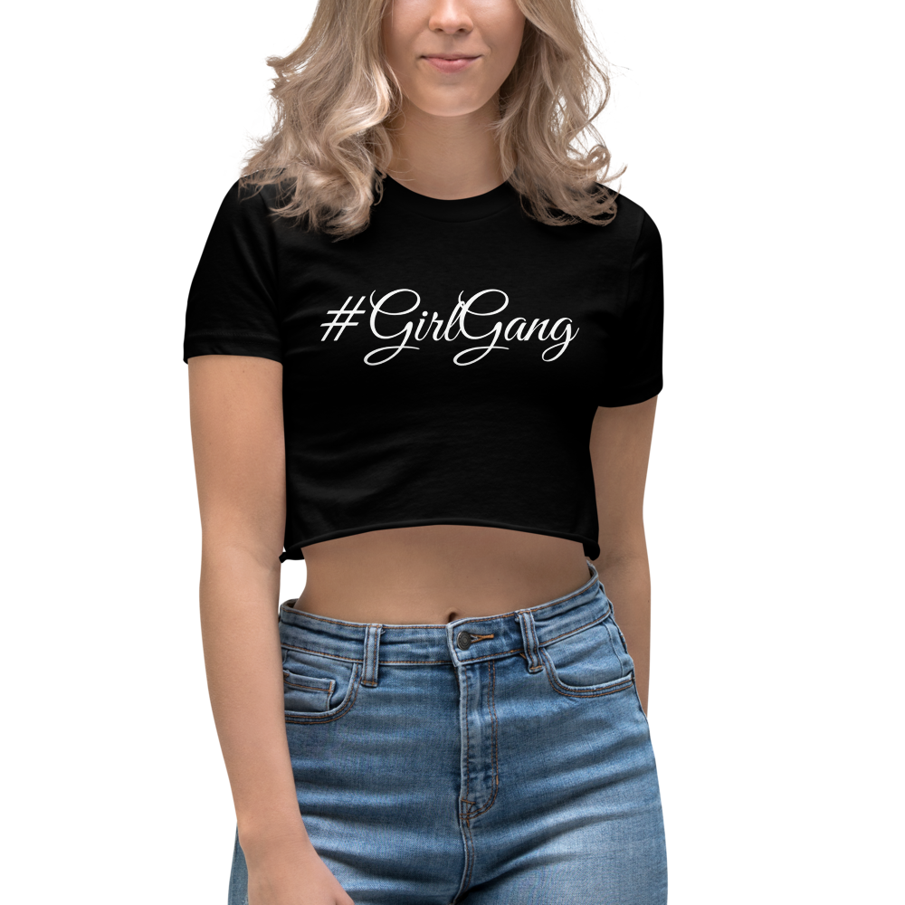 “#GirlGang” White Lettering, Women's Crop Top - Surcee Shops