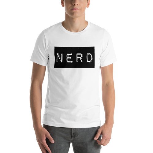 “Nerd” Black Letterbox, Short-Sleeve Unisex T-Shirt - Surcee Shops