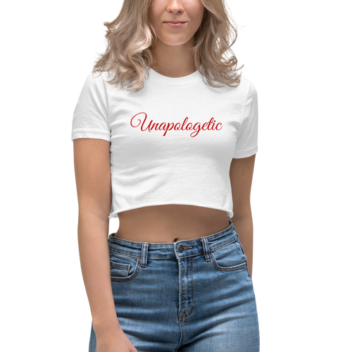 “Unapologetic” Red Script, Women's Crop Top - Surcee Shops