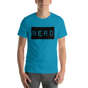 “Nerd” Black Letterbox, Short-Sleeve Unisex T-Shirt - Surcee Shops