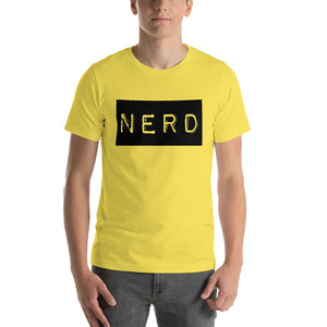 “Nerd” Black Letterbox, Short-Sleeve Unisex T-Shirt - Surcee Shops