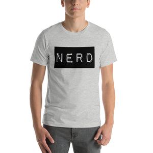 “Nerd” Black Letterbox, Short-Sleeve Unisex T-Shirt - Surcee Shops