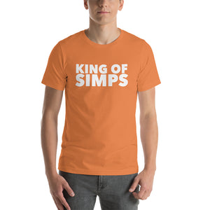 “King of Simps” white ltr, Short-Sleeve Unisex T-Shirt - Surcee Shops