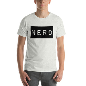 “Nerd” Black Letterbox, Short-Sleeve Unisex T-Shirt - Surcee Shops