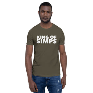 “King of Simps” white ltr, Short-Sleeve Unisex T-Shirt - Surcee Shops