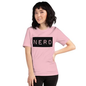 “Nerd” Black Letterbox, Short-Sleeve Unisex T-Shirt - Surcee Shops