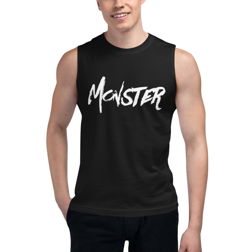 “Monster” White Ltr, Muscle Shirt - Surcee Shops