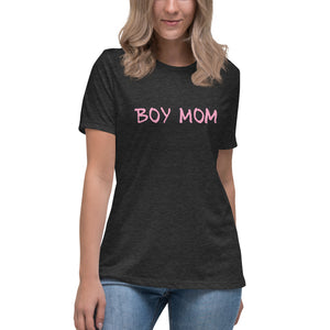 “Boy Mom” Pink Ltrs, Women's Relaxed T-Shirt - Surcee Shops