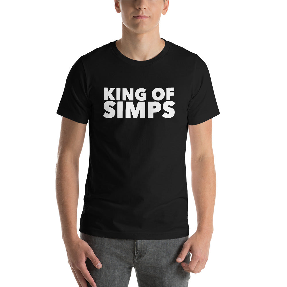 “King of Simps” white ltr, Short-Sleeve Unisex T-Shirt - Surcee Shops