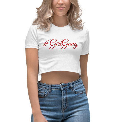 “GirlGang” Red Script Women's Crop Top - Surcee Shops